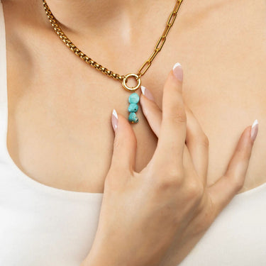 Gold Triple Turquoise Stone Charm