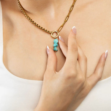 Gold Triple Turquoise Stone Charm