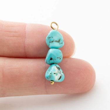 Gold Triple Turquoise Stone Charm-Scale Shot 