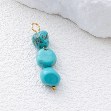 Gold Triple Turquoise Stone Charm