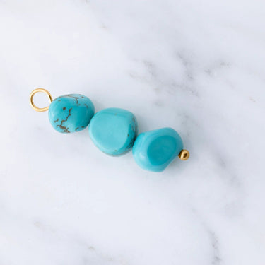 Gold Triple Turquoise Stone Charm