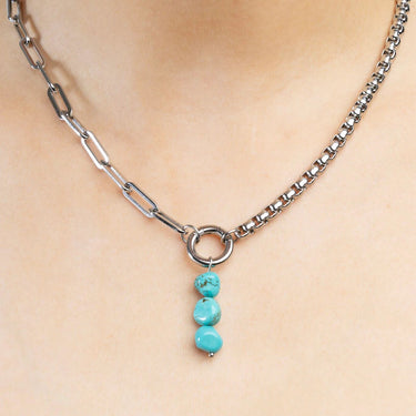 Silver Triple Turquoise Stone Charm