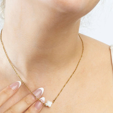 Gold Floral MOP Connector Charm