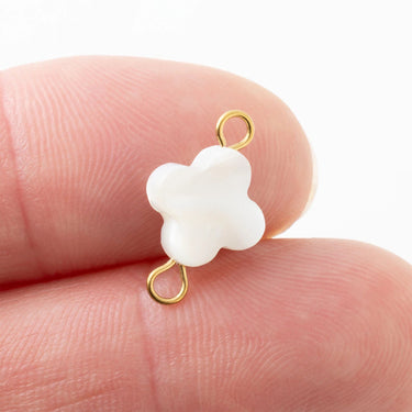 Gold Floral MOP Connector Charm- Scale shot 