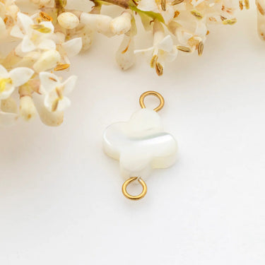 Gold Floral MOP Connector Charm