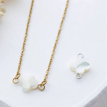 Gold and Silver Floral MOP Connector Charms