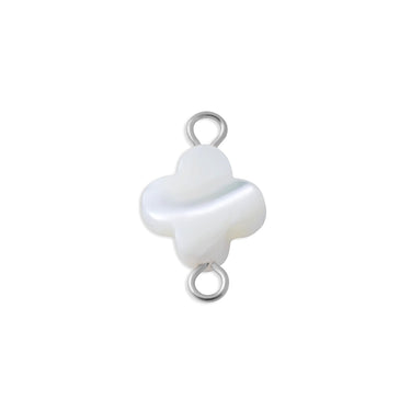 Silver Floral MOP Connector Charm