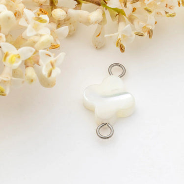 Silver Floral MOP Connector Charm