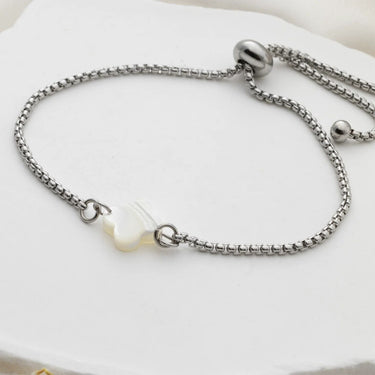 Silver Floral MOP Connector Charm