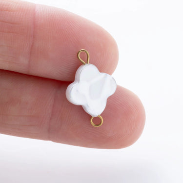 Gold Floral Glass Pearl Connector Charm- Scale shot 