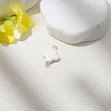 Gold Floral Glass Pearl Connector Charm