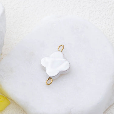 Gold Floral Glass Pearl Connector Charm