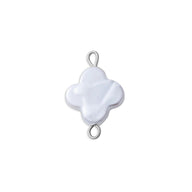 Silver Floral Glass Pearl Connector Charm