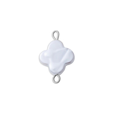 Silver Floral Glass Pearl Connector Charm