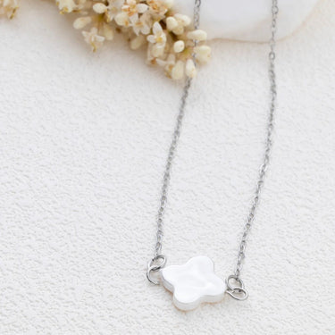 Silver Floral Glass Pearl Connector Charm