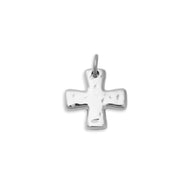 18K Gold PVD Stainless Steel Textured Gold Cross Charm- silver main 