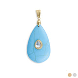 18K Gold PVD Stainless Steel Turquoise Teardrop Charm- gold main 