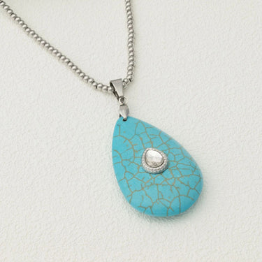 18K Gold PVD Stainless Steel Turquoise Teardrop Charm- silver studio 