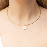 18K Gold PVD Stainless Steel Glass Pearl with Stone Charm- gold model 
