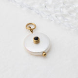 18K Gold PVD Stainless Steel Glass Pearl with Stone Charm- gold studio 