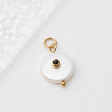 18K Gold PVD Stainless Steel Glass Pearl with Stone Charm- gold studio 