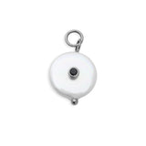 18K Gold PVD Stainless Steel Glass Pearl with Stone Charm- silver main 