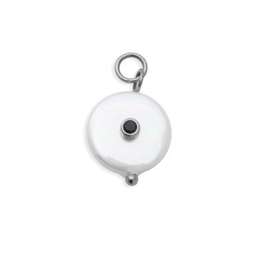 18K Gold PVD Stainless Steel Glass Pearl with Stone Charm- silver main 