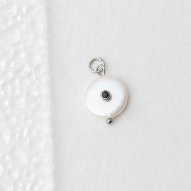 18K Gold PVD Stainless Steel Glass Pearl with Stone Charm- silver studio 