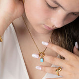 Wholesale jewelry 18K Gold PVD Stainless Steel Emerald Turquoise Charm - gold model  