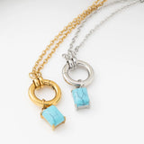 Wholesale jewelry 18K Gold PVD Stainless Steel Emerald Turquoise Charm- gold stainless studio  