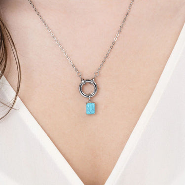 Wholesale jewelry 18K Gold PVD Stainless Steel Emerald Turquoise Charm - stainless model  