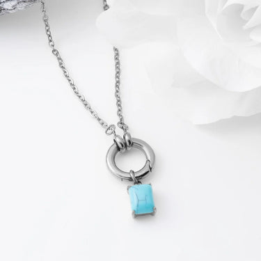 Wholesale jewelry 18K Gold PVD Stainless Steel Emerald Turquoise Charm- stainless studio  