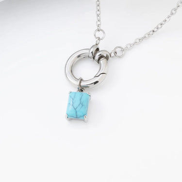 Wholesale jewelry 18K Gold PVD Stainless Steel Emerald Turquoise Charm- stainless studio  