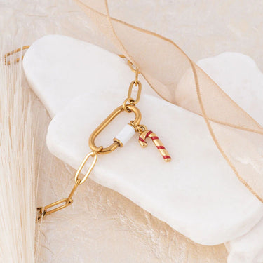 Wholesale Jewelry 18K Gold PVD Stainless Steel Candy Cane Charm- gold studio