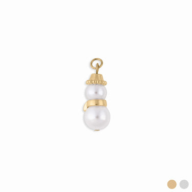 Wholesale Jewelry 18K Gold PVD Stainless Steel Pearl Snowman Charm- gold main 