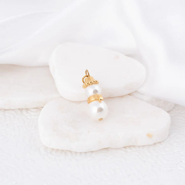 Wholesale Jewelry 18K Gold PVD Stainless Steel Pearl Snowman Charm- gold studio 