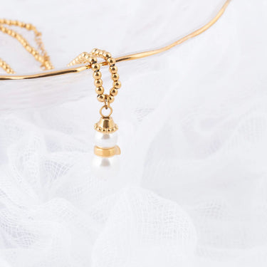 Wholesale Jewelry 18K Gold PVD Stainless Steel Pearl Snowman Charm- gold studio 