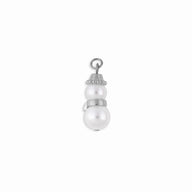 Wholesale Jewelry 18K Gold PVD Stainless Steel Pearl Snowman Charm- silver main 