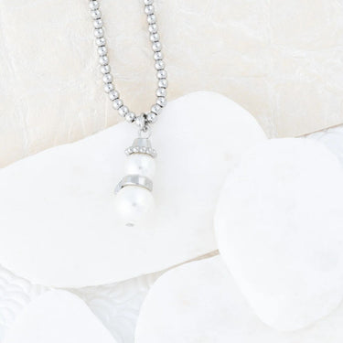Wholesale Jewelry 18K Gold PVD Stainless Steel Pearl Snowman Charm- silver studio 