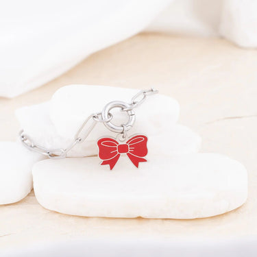 Wholesale Jewelry 18K Gold PVD Stainless Steel Red Bow Charm- Stainless studio 