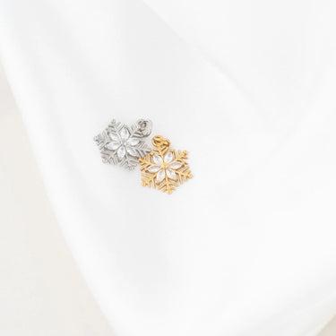 Wholesale Jewelry 18K Gold PVD Stainless Steel Snowflake Charm- silver and gold studio 
