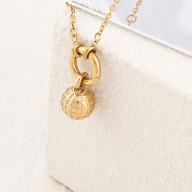 Wholesale jewelry 18K Gold PVD Stainless Steel Disco Ball Charm - gold studio 