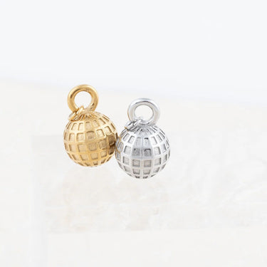 Wholesale jewelry 18K Gold PVD Stainless Steel Disco Ball Charm - stainless and gold studio