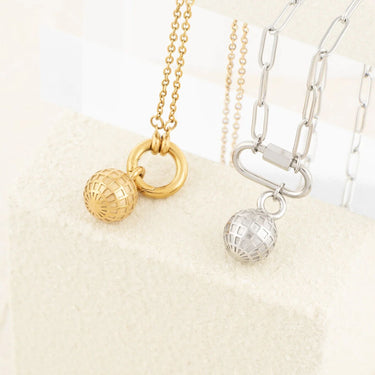Wholesale jewelry 18K Gold PVD Stainless Steel Disco Ball Charm - stainless and gold studio