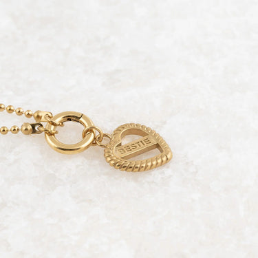 Wholesale jewelry 18K Gold PVD Stainless Steel Bestie Heart Charm - gold studio 