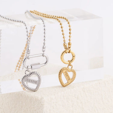 Wholesale jewelry 18K Gold PVD Stainless Steel Bestie Heart Charm - stainless and gold studio 