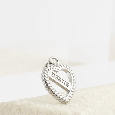 Wholesale jewelry 18K Gold PVD Stainless Steel Bestie Heart Charm - stainless studio 