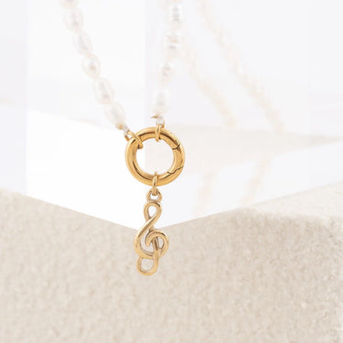 Wholesale jewelry 18K Gold PVD Stainless Steel Treble Clef Charm- gold studio 