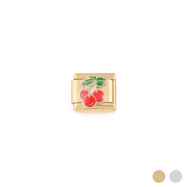 Wholesale jewelry 18K Gold PVD Stainless Steel Cherry Italian Charm - gold main 