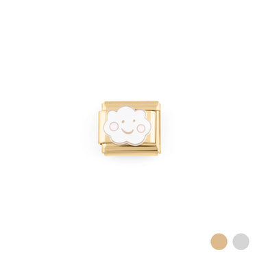 18K Gold PVD Stainless Steel Cloud Italian Charm - gold main 